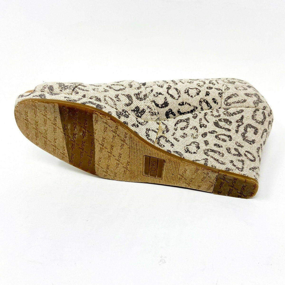 Toms Wedge Snow Leopard Womens Ankle Canvas Heel Bootie Shoes