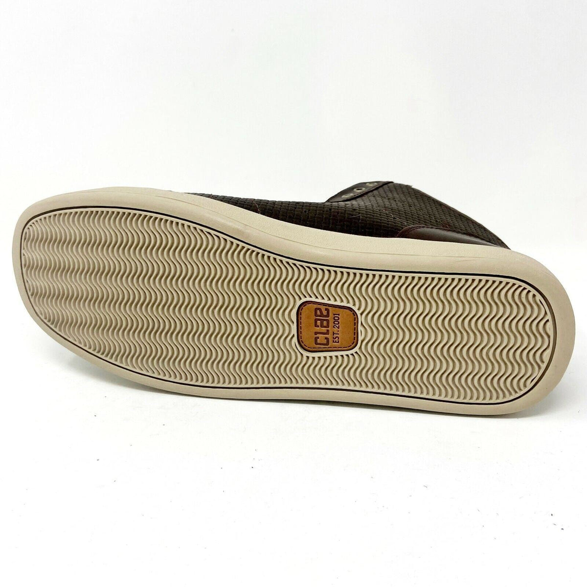 Clae Russell Chocolate Embossed Leather Mens Premium Casual Shoes