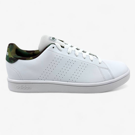 Adidas Advantage Base White Black Camo Mens Athletic Sneaker