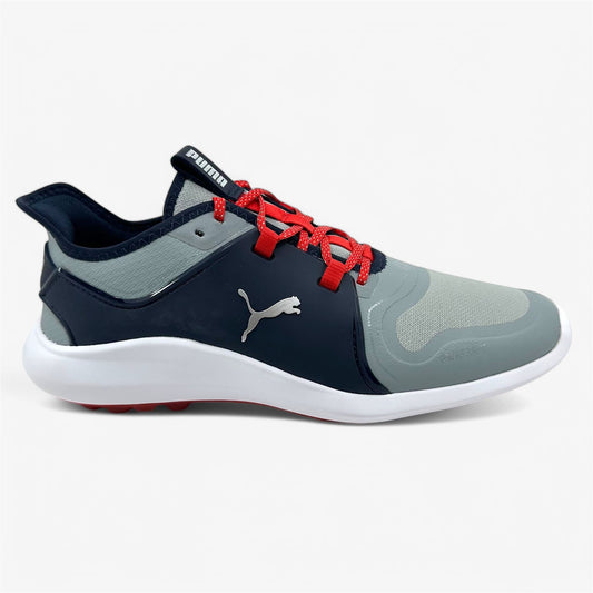 PUMA Ignite Fasten8 Quarry Silver Navy Mens Size 8.5 Waterproof Golf Shoes