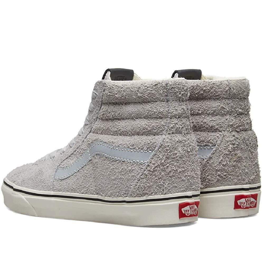 Vans SK8 Hi (Hairy Suede) Gray Dawn White Mens Suede Sneakers