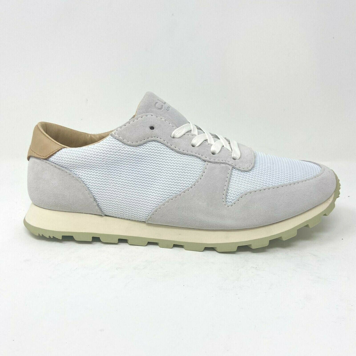 Clae Hayward White Aloe Green Mens Premium Casual Sneakers