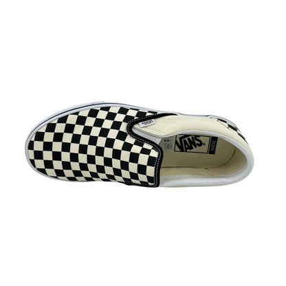 VANS Classic Slip On Checkerboard Black White Mens Wide Athletic Sneaker