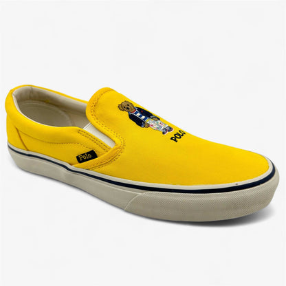 Ralph Lauren Keaton Slip SK SPO Yellow White Mens Casual Bear Slip-On