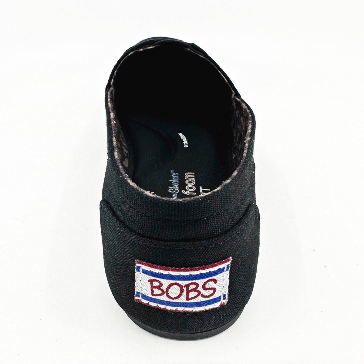 Skechers Bobs Plush Peace & Love Black Womens Wide Memory Foam Flats Shoes