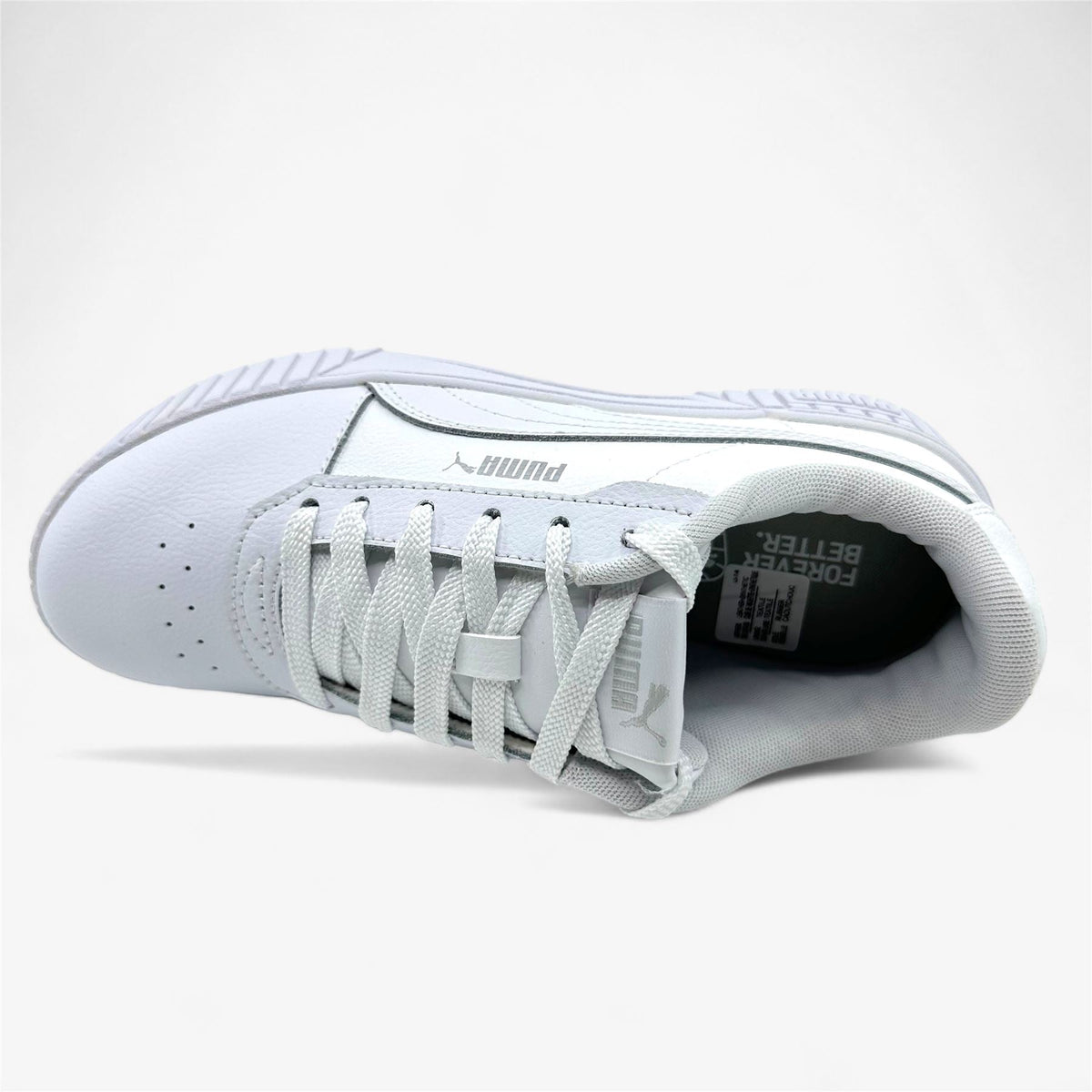 PUMA Carina 2.0 White Silver Womens Athletic Sneaker