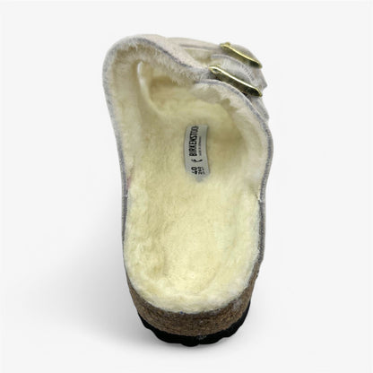 Birkenstock Arizona Shearling Antique White Womens Casual Soft Footbead Clog