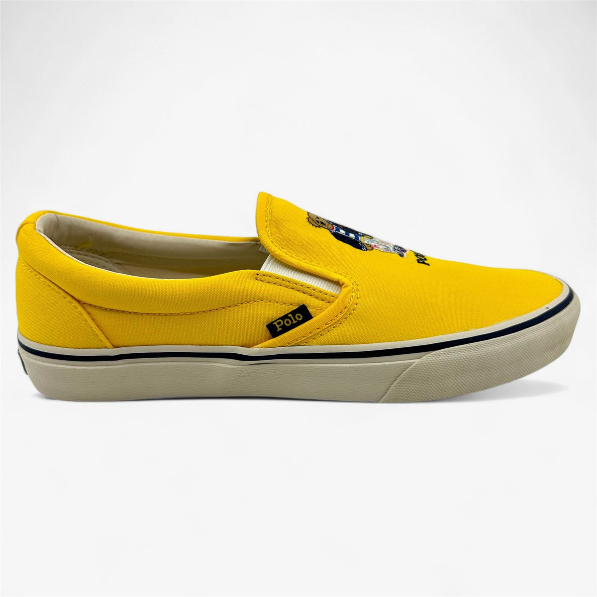 Ralph Lauren Keaton Slip SK SPO Yellow White Mens Casual Bear Slip-On