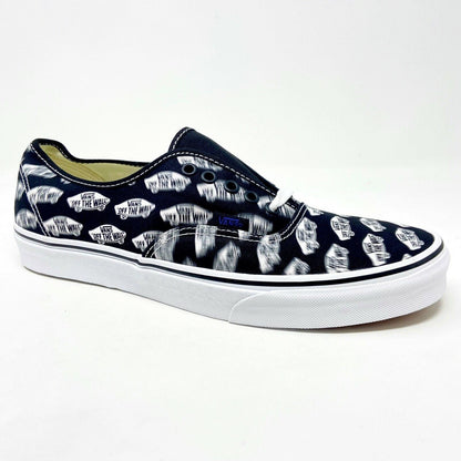 Vans Authentic (Blue Boards) Black True White Faded Logos Mens Casual Shoes