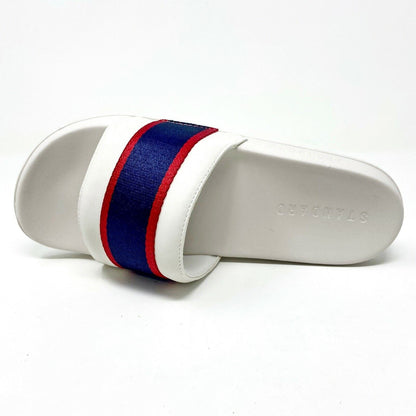 STNDRD Standard Los Angeles Monaco Tan Blue Red Womens Slide Sandals