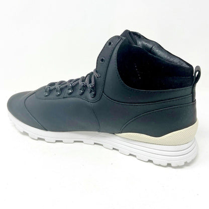 Clae Robinson Black Leather Mens Mid Top Premium Casual Shoes Sneakers