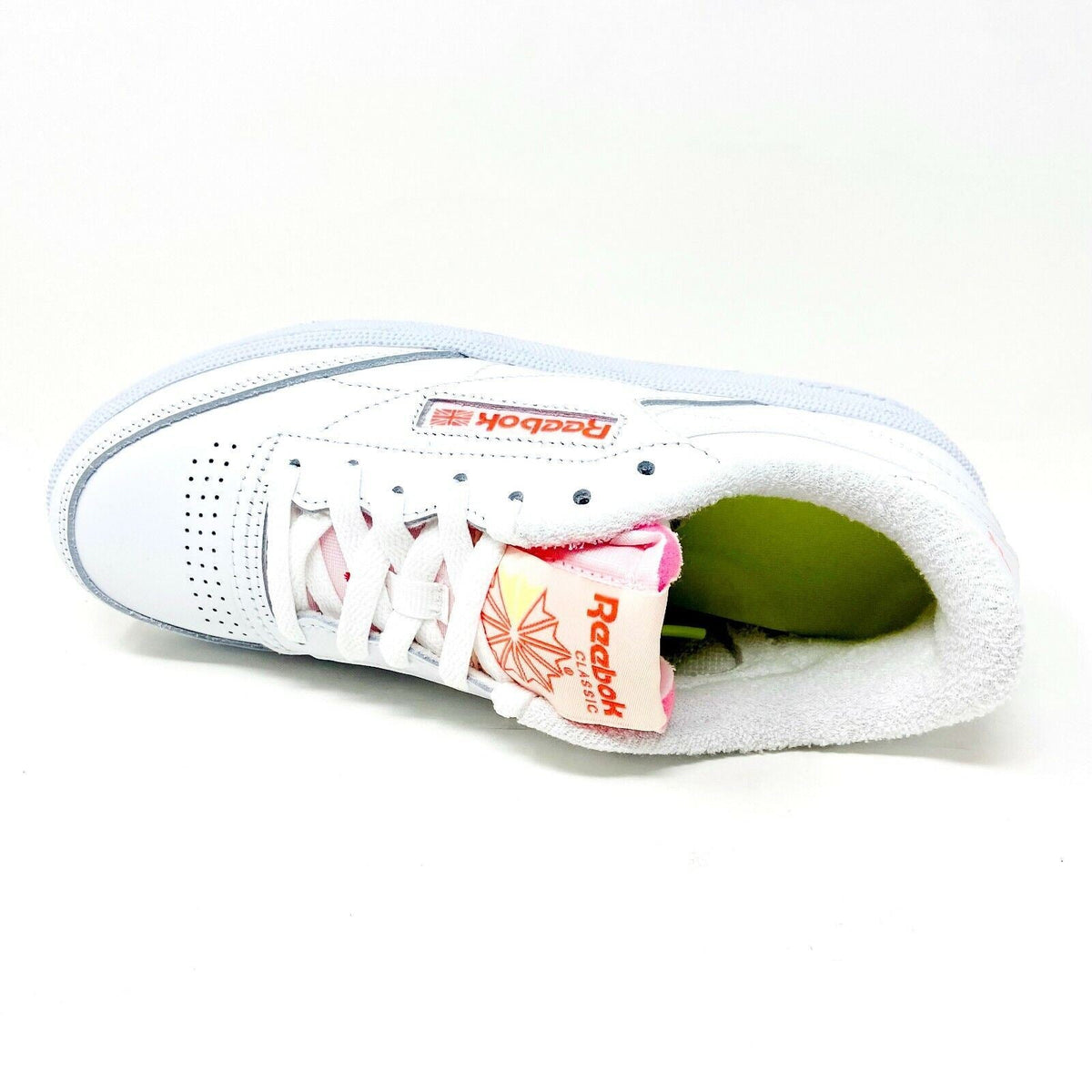 Reebok Club C 85 White Orange Flare Womens Casual Shoes Sneakers FY5163