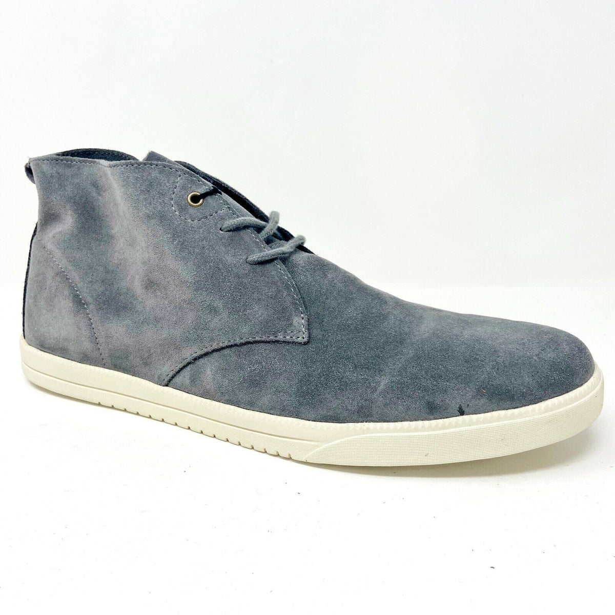 Clae Strayhorn Unlined Charcoal Suede Cream Gray Mens Casual Sneakers