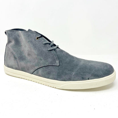Clae Strayhorn Unlined Charcoal Suede Cream Gray Mens Casual Sneakers