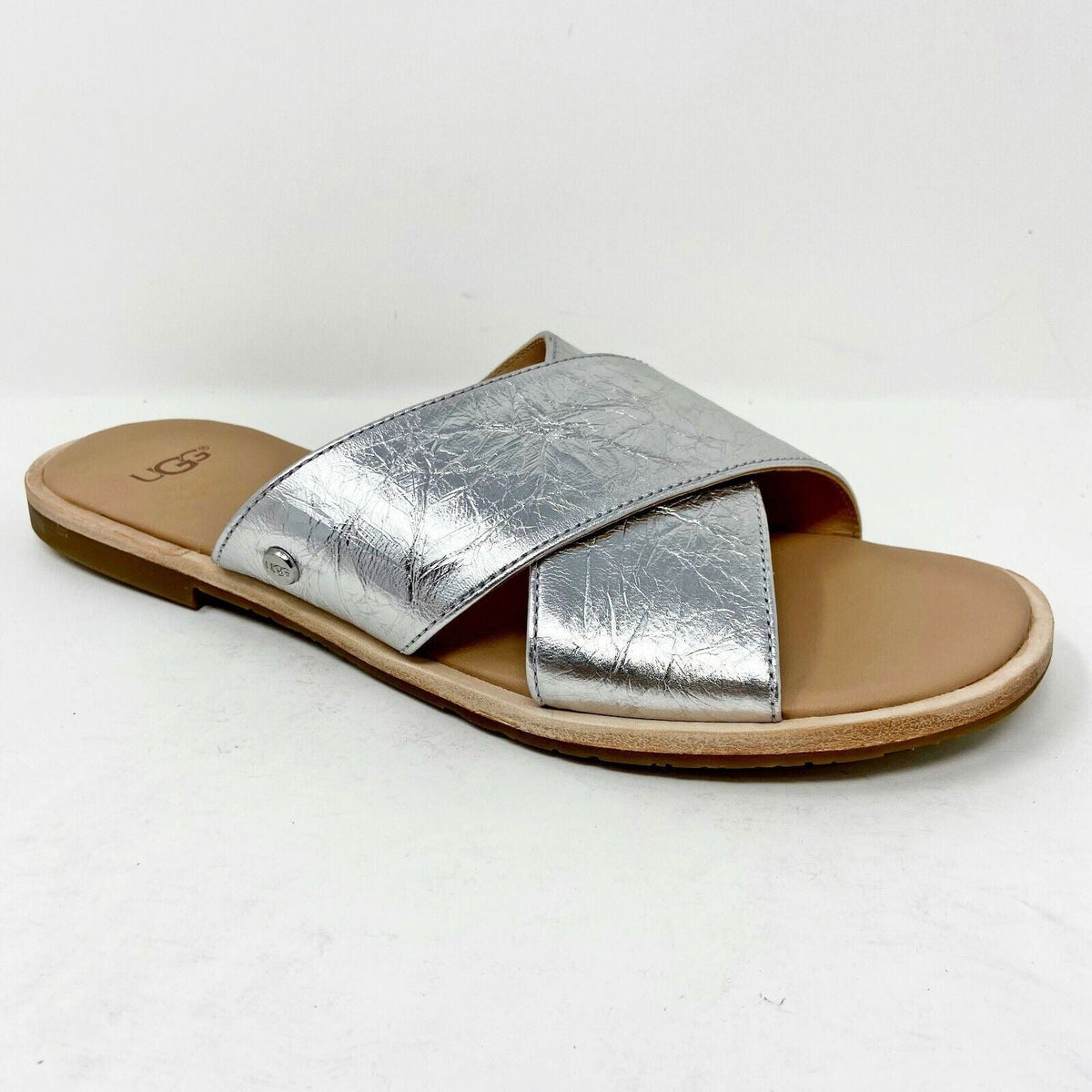 UGG Joni Metallic Silver Womens Casual Summer Sandals 1097209 SLVR