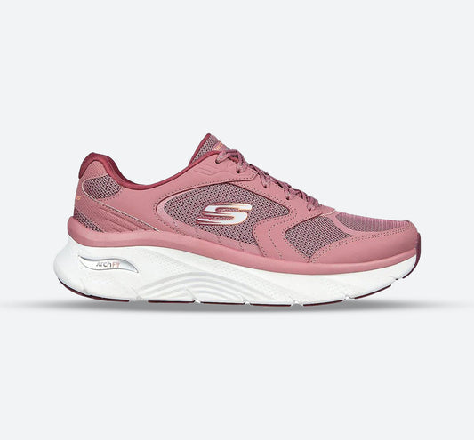 Women's Wide Fit Skechers 149686 Relaxed Fit Arch Fit D'lux Trainers - Mauve