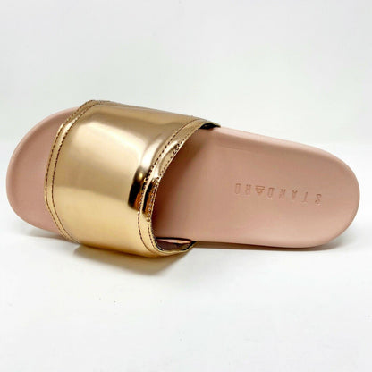 STNDRD Standard Los Angeles Monaco Rose Gold Womens Slides Sandals