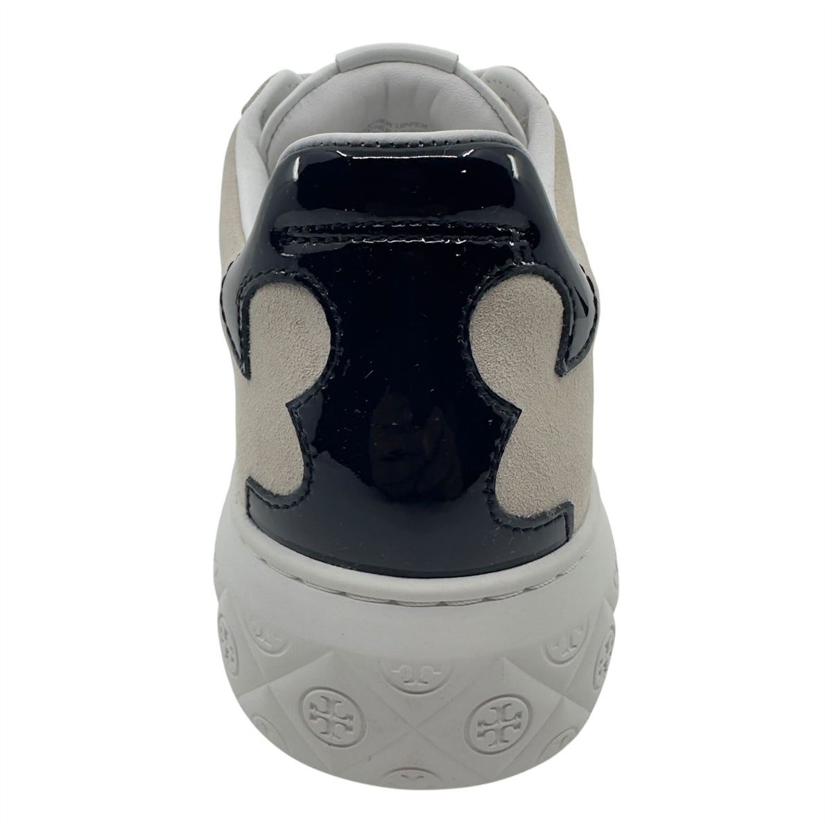 Tory Burch Ladybug Titanium White Black Womens Casual Tumbled Leather Sneaker