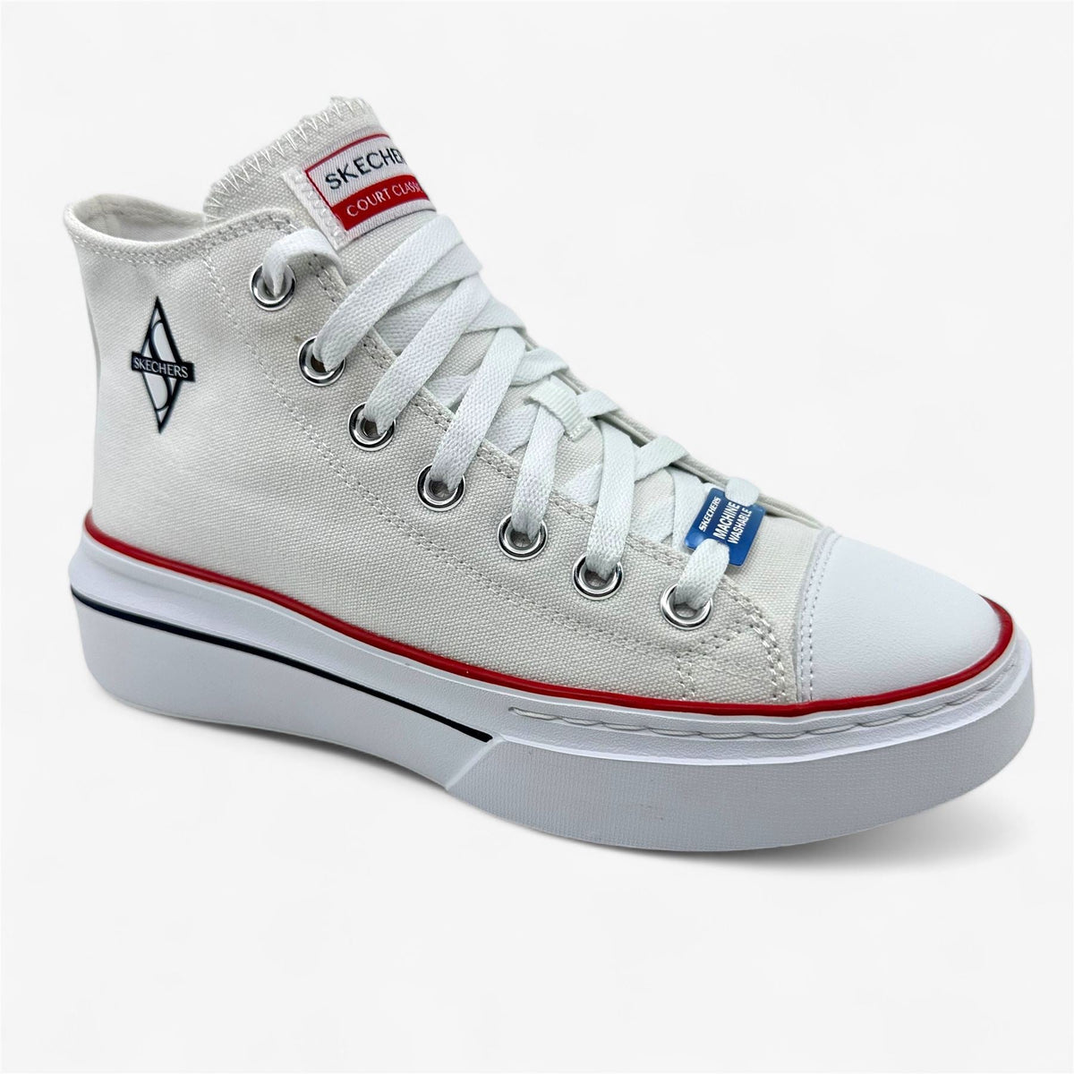 Skechers Cordova Classic Top Tier White Navy Red Womens Court Classics Sneaker