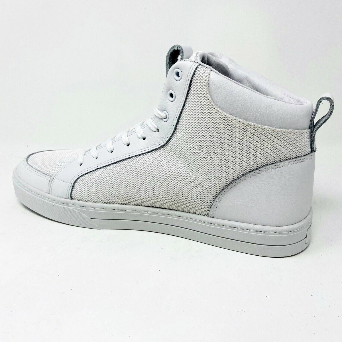Clae Russell 07 White Tumbled Leather Mesh Mens Casual Sneakers