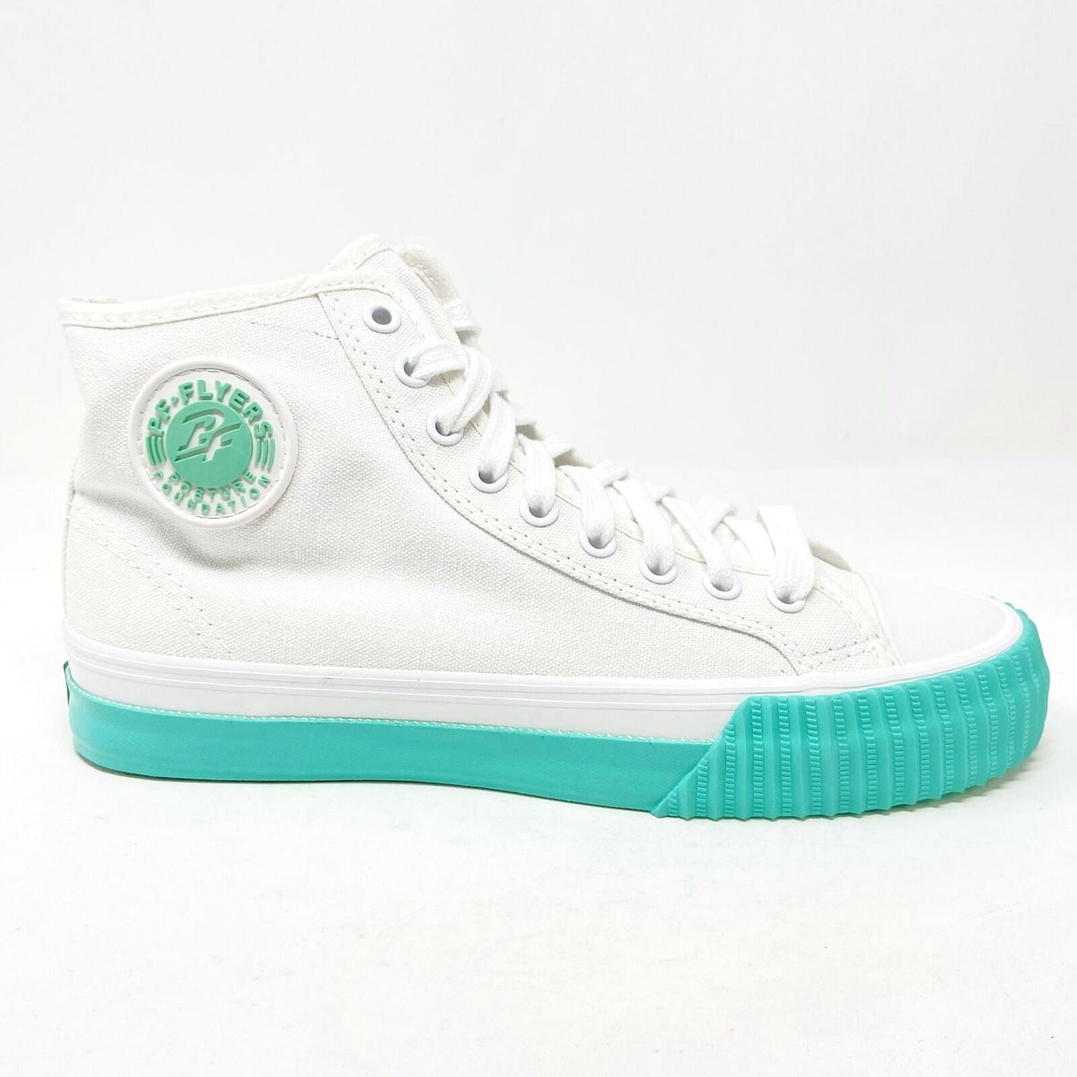 PF Flyers Center Hi White Teal Womens Retro Casual Sneakers PM12OH1W