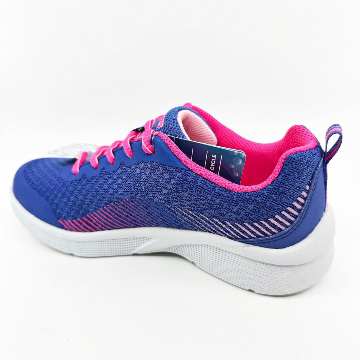 Skechers Microspec Radient Runner Blue Neon Coral Kids Girls Size 1 Sneakers
