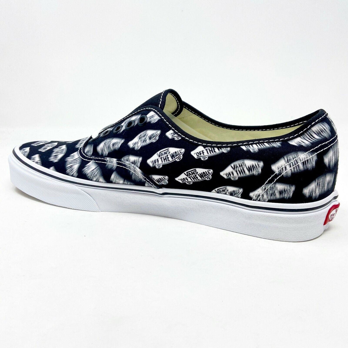Vans Authentic (Blue Boards) Black True White Faded Logos Mens Casual Shoes