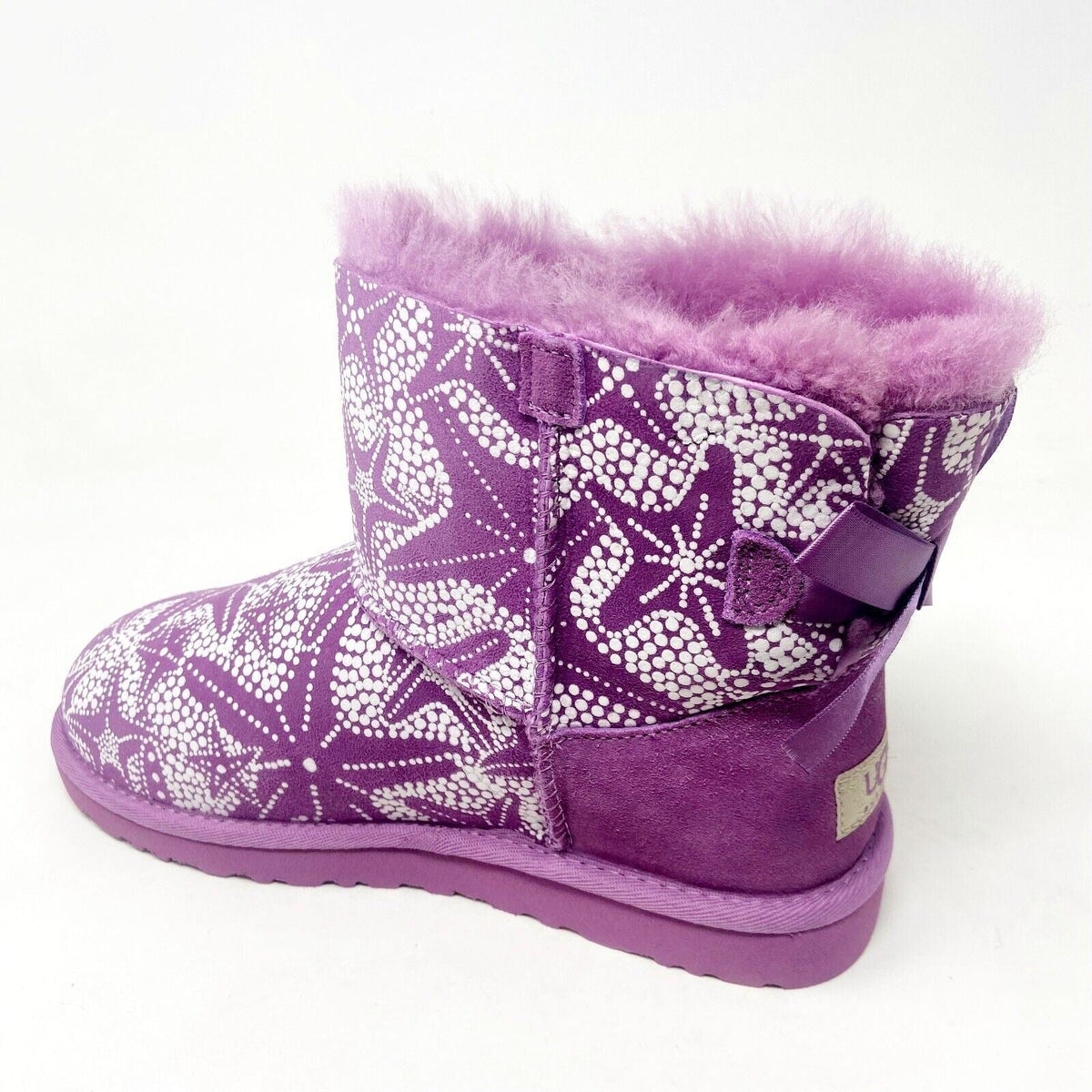 UGG Mini Bailey Bow Starfish Purple Kids Girls Sheepskin Booties 1006675Y