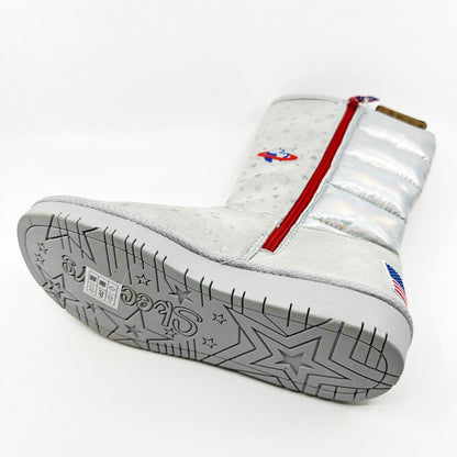 Skechers Glamslams Star Explorer Gray Kids Girls Size 4 NASA Space Tall Boots