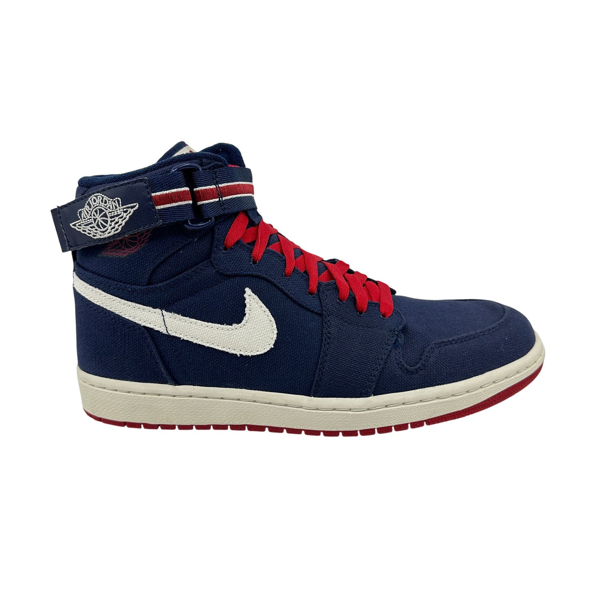 Jordan 1 High Strap Midnight Navy Varsity Red Mens Athletic Olympic Sneaker