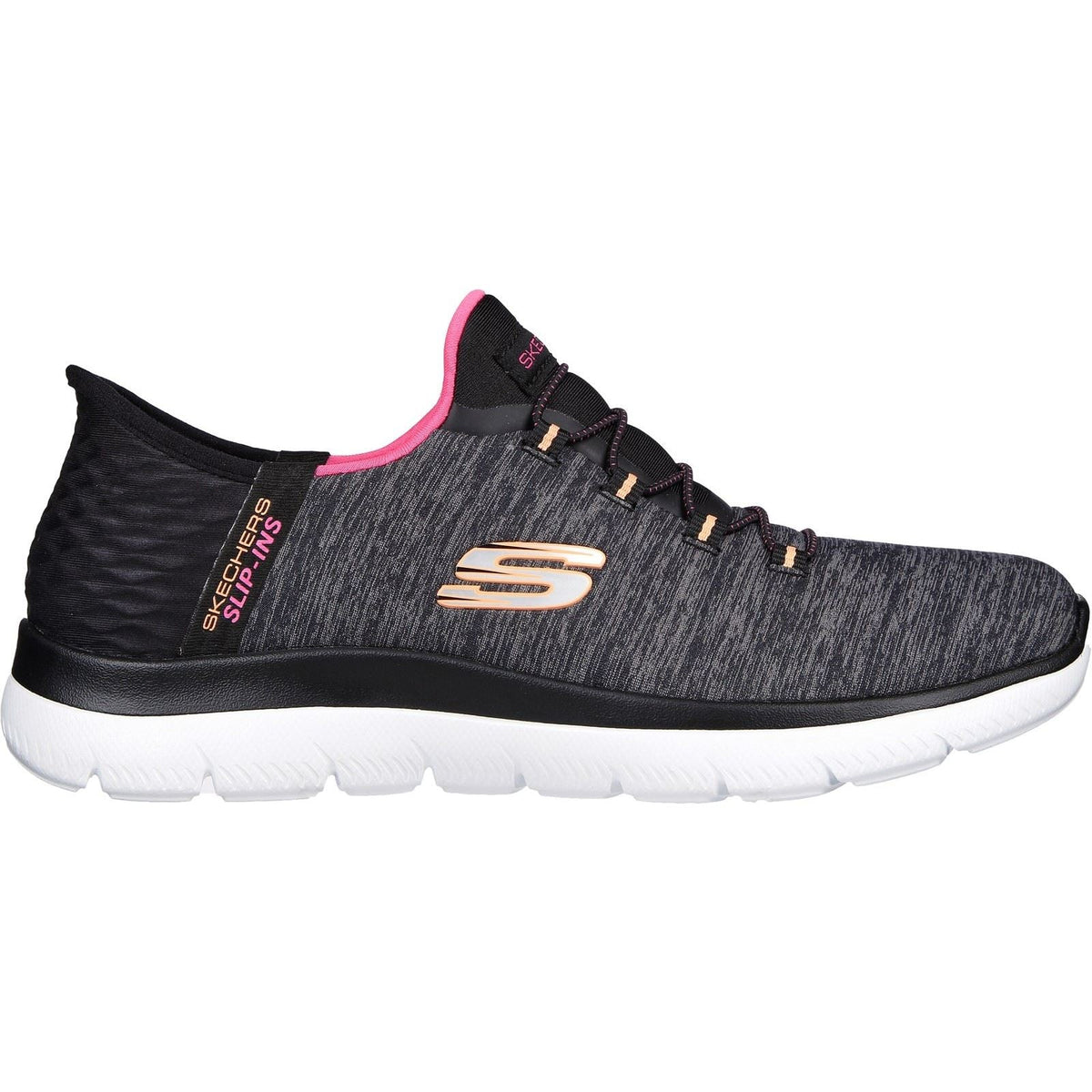 Women's Wide Fit Skechers 149937W Summits Dazzling Haze Vegan Trainers - Black/Multi