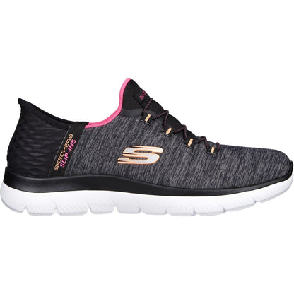 Women's Wide Fit Skechers 149937W Summits Dazzling Haze Vegan Trainers - Black/Multi