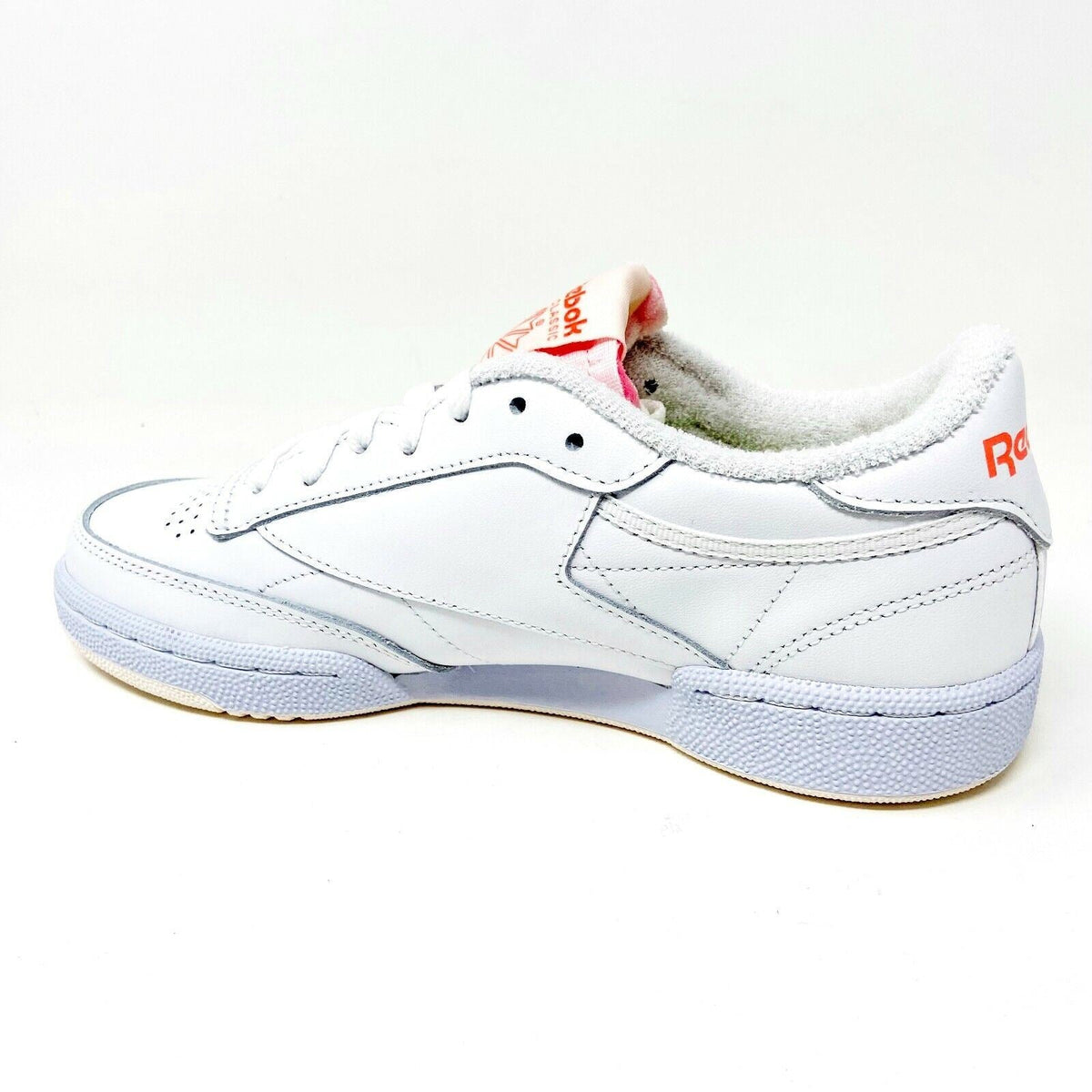 Reebok Club C 85 White Orange Flare Womens Casual Shoes Sneakers FY5163
