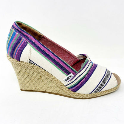 Toms Wedge Village Stripe Womens Open Toe Heel Casual Booties