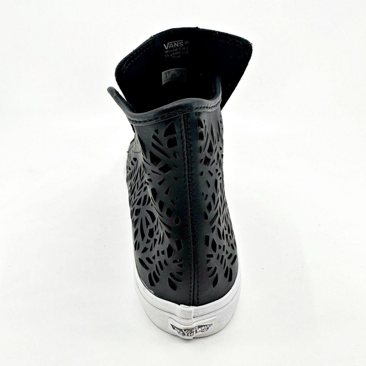 VANS Sk8 Hi Decon Slim (Cut-out) Leaves Black Leather Womens Shoes