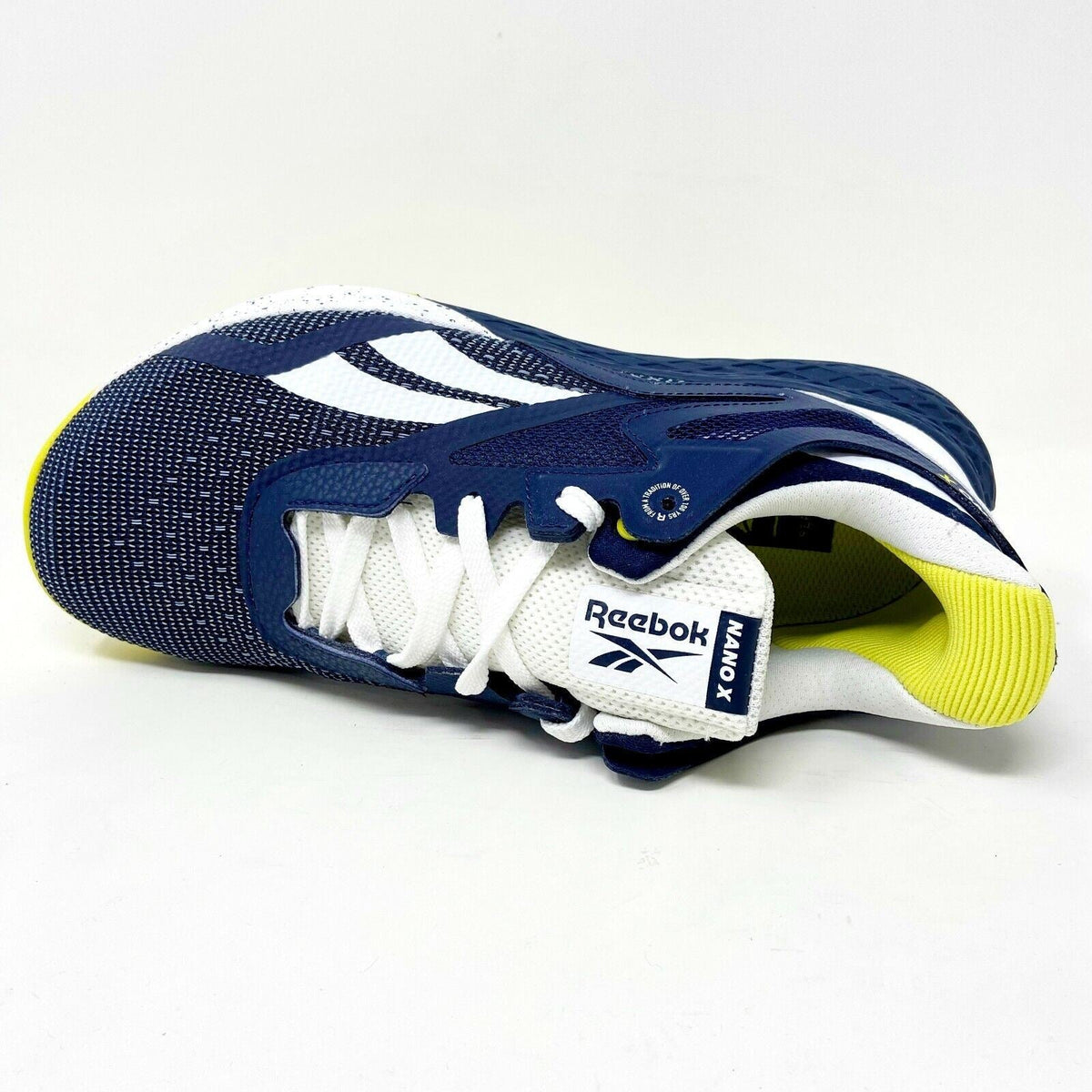 Reebok Nano X Vector Navy White Chartreuse Mens Cross Training Sneakers FW8473