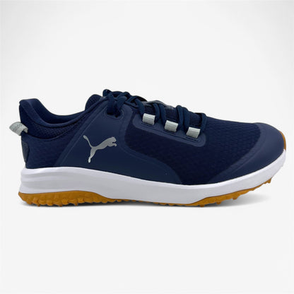PUMA Fusion Grip Navy Silver Quiet Shade Mens Extra Wide Spikeless Golf Shoes