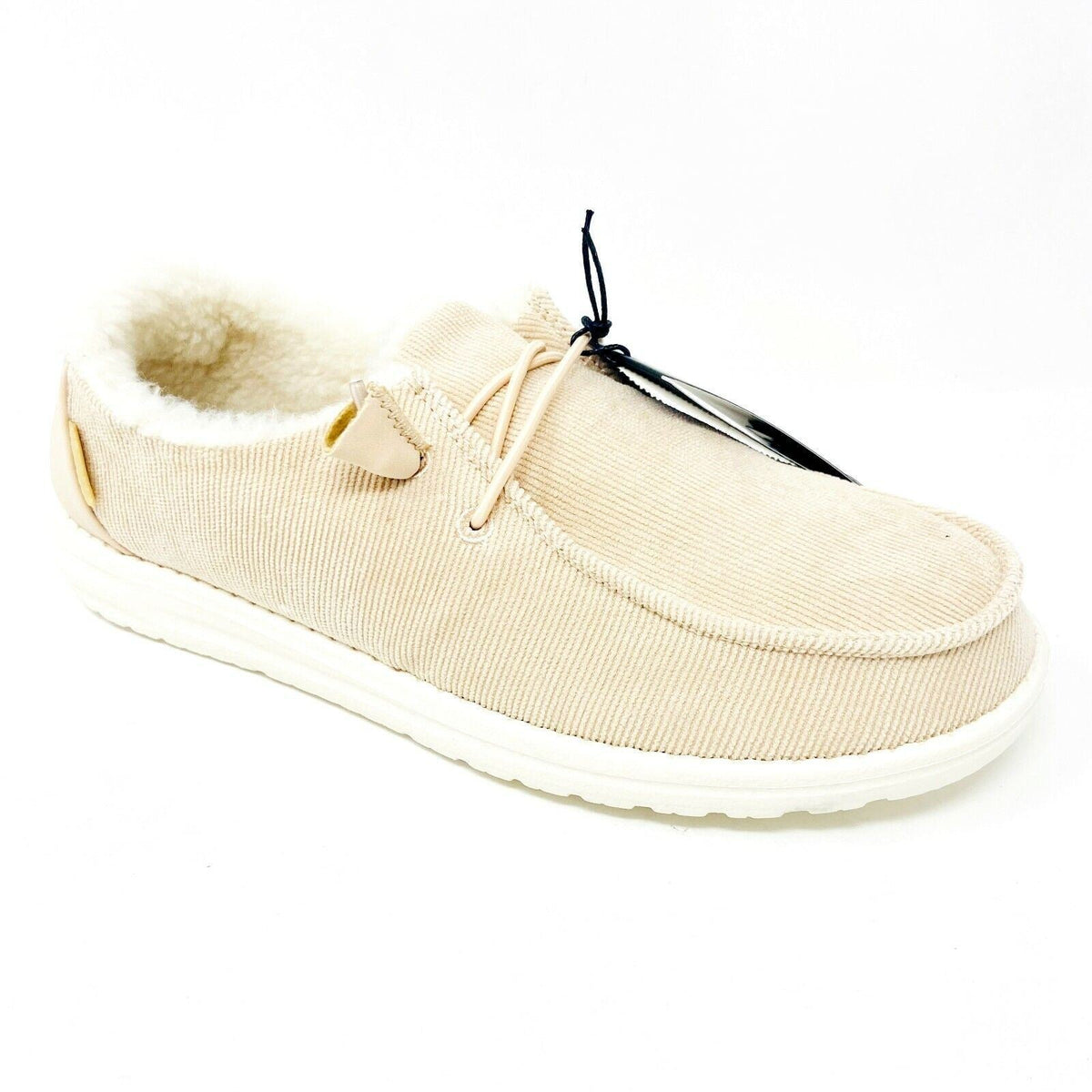 Hey Dude Wendy Corduroy Cream Womens Slip On Comfort Shoes