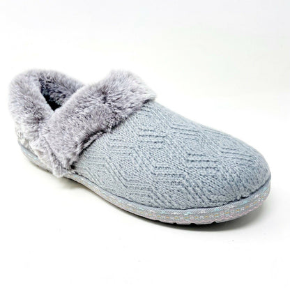 Bobs Skechers Too Cozy Deco Drifter Gray Womens Size 9 Casual Fur Slippers