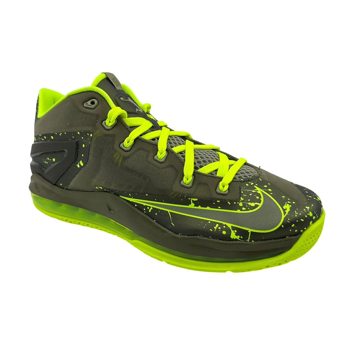 Nike Max Lebron XI Low Medium Khaki Volt Olive Mens Athletic Dunkman Sneaker