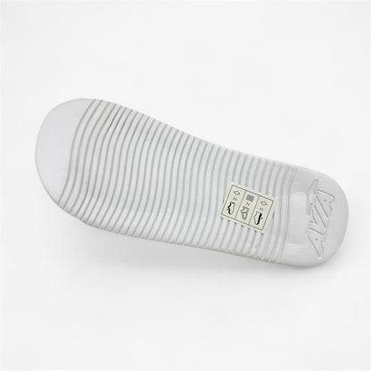 Avia Memory Foam Slide Jet Black Bright White Kids Boys Sandal Slide