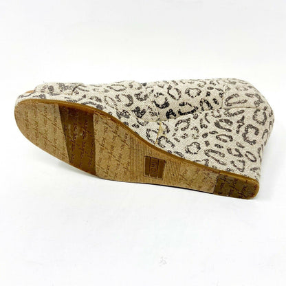 Toms Wedge Snow Leopard Womens Ankle Canvas Heel Bootie Shoes