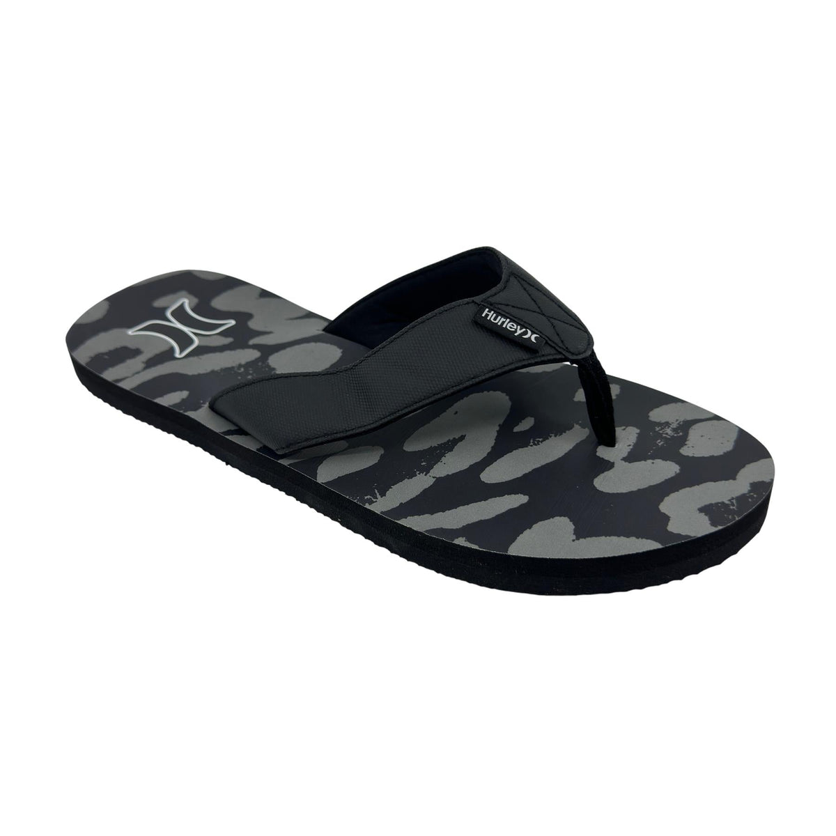 Hurley Logo Black Combo Gray Mens Sandal Pool Beach Flip Flop