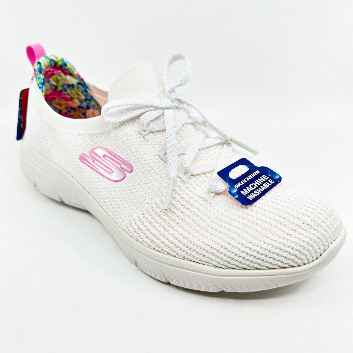 Skechers Summits Merry Garden White Womens Wide Athletic Slip In Shoes