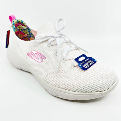 Skechers Summits Merry Garden White Womens Wide Athletic Slip In Shoes