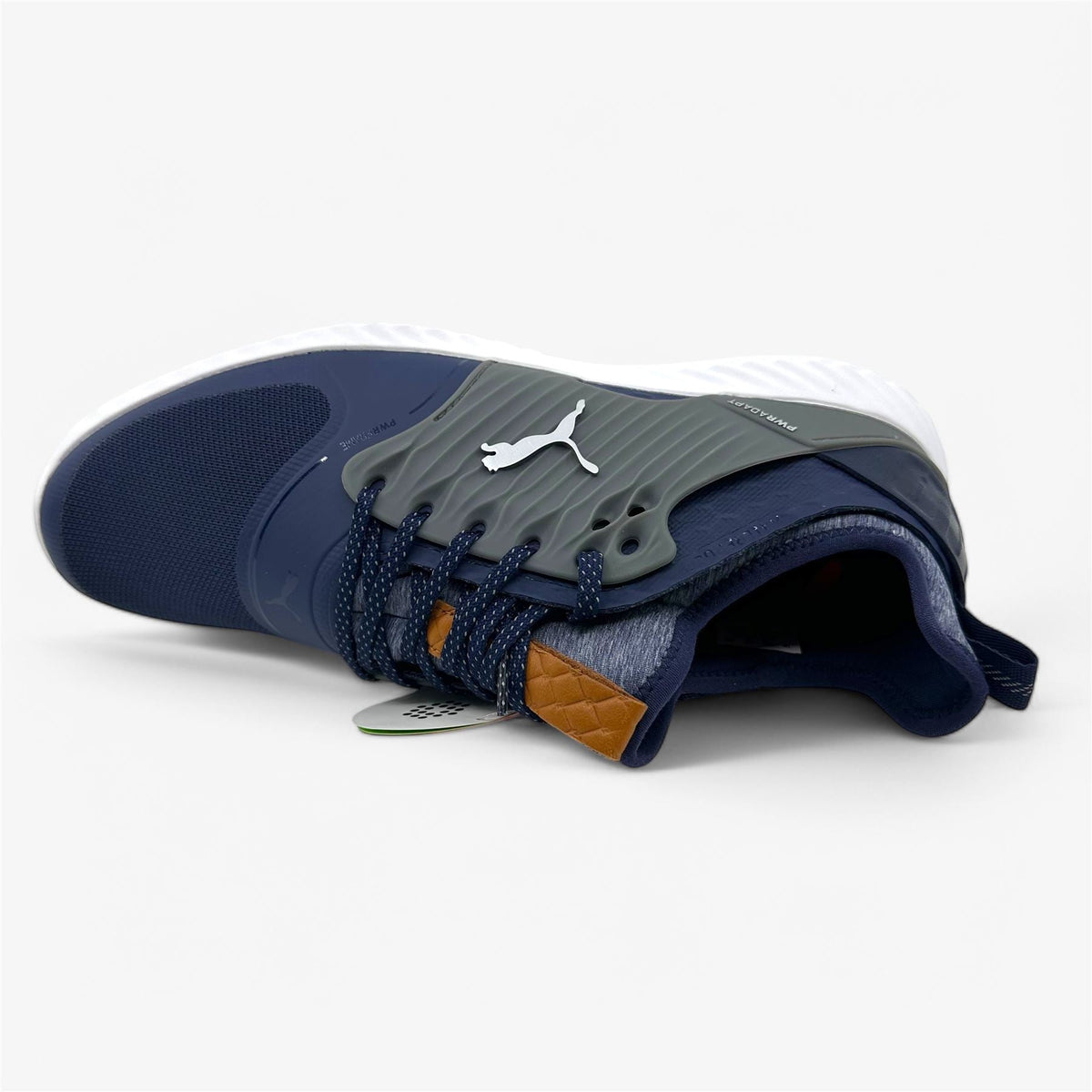PUMA Ignite Pwradapt Caged Peacoat Silver Shade Mens Wide Waterproof Golf Shoes