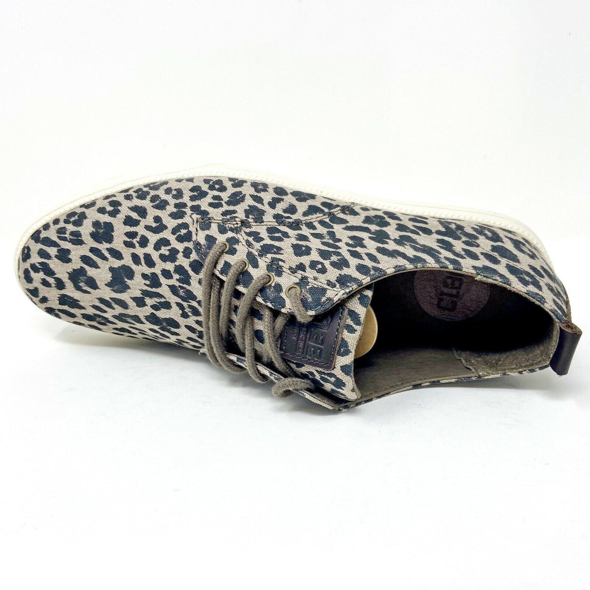 Clae Ellington Textile Umber Leopard Print Canvas Mens Casual Shoes Sneakers