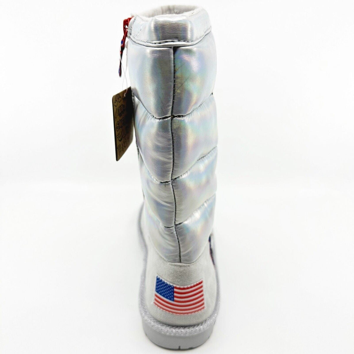 Skechers Glamslams Star Explorer Gray Kids Girls Size 4 NASA Space Tall Boots