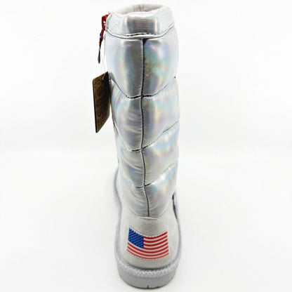 Skechers Glamslams Star Explorer Gray Kids Girls Size 4 NASA Space Tall Boots
