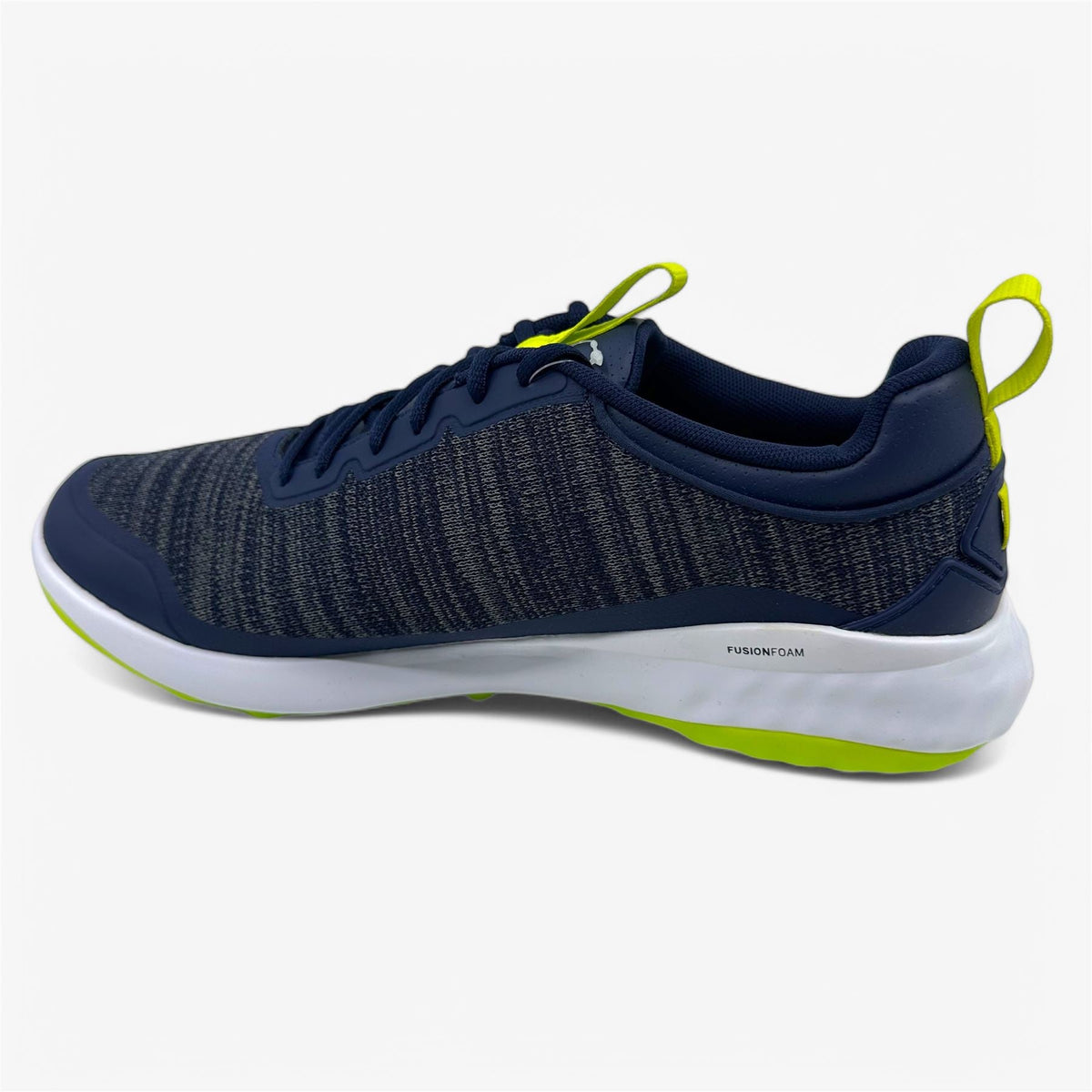 PUMA Fusion Pro Navy Silver Lime Mens Extra Wide Spikeless Golf Shoes